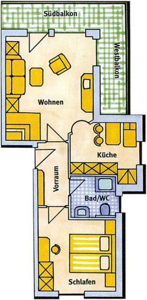 Apartment mit 1 Schlafzimmer, Balkon und Bergblick